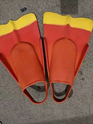 Dafin Da Fin Pro Model Swim Fins Medium Surf Bodyboard Bodysurf Orange Yellow • $45