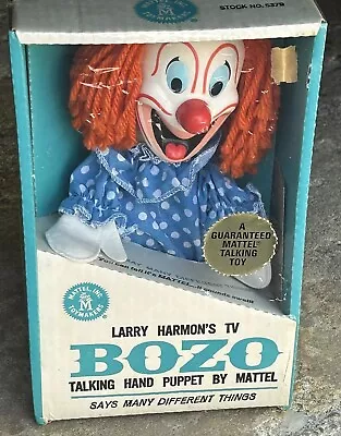 Vintage 1960s Mattel BOZO TALKING HAND PUPPET Toy SEALED Shrink Wrapped CLOWN • $149.99