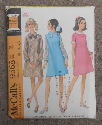 £2 • Buy Vintage 1960s MCCALL'S Sewing Pattern 9568. MATERNITY DRESS.  Size 10.