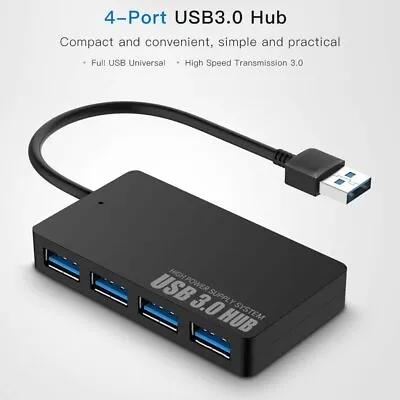 $6.99 • Buy Multi USB 3.0 Hub 4 Port High Speed Slim Compact Expansion Smart Splitter