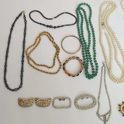Costume Jewelry Lot Napier Musi Monet Pearl Necklaces Bracelets Shoe Clips • $40