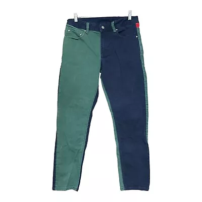 Asos Mens Green Blue Red Color Block Skinny Jeans Size 31 X 28 • $24.99