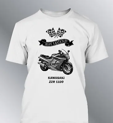 T-Shirt Kawasaki ZZR 1100 The Legend Motorcycle Vintage • £20.08
