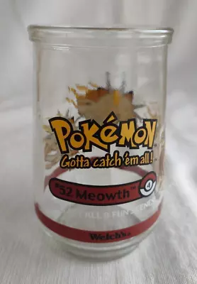 Vintage 1999 Pokemon Meowth Welch's Jelly Glass Jar / Cup #52 • $15.99