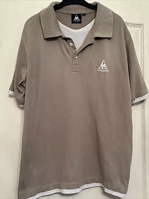  Vintage 90s Le Coq Sportif Beige Polo Shirt Size XL • £8