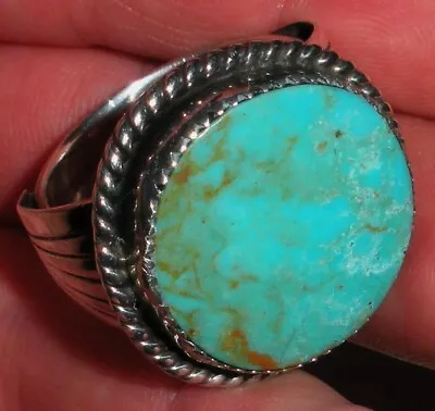 HUGE VINTAGE NAVAJO TURQUOISE STERLING SILVER RING GREAT DESIGN SIZE 12.5 Vafo • $99.99