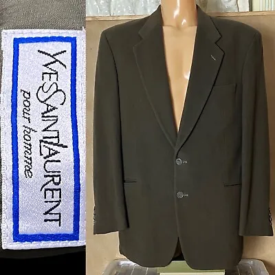 Vintage YSL Yves Saint Laurent Cashmere & Wool Blazer Jacket Size 52 L • £43.15