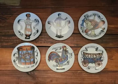 Vintage '60s Set Of 6 Lipper & Mann Fornasetti-Style Americana Coasters W/ Stand • $80