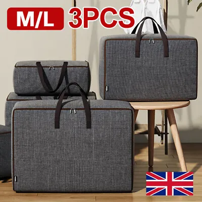 3Pcs Large Wardrobe Boxes Underbed Dustproof Clothes Storage Bags Ziped UK • £4.99