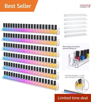 24-Inch Wall-Mounted Nail Polish Organizer Shelf Set - Clear Acrylic Pack Of 6 • $65.97