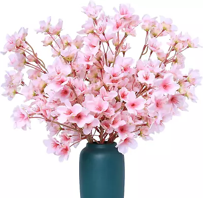 6PCS Cherry Blossom Branches Decor Artificial Cherry Blossom Flowers 16  Fake Si • $16.45