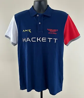 HACKETT LONDON Mens XL Slim Fit Aston Martin Racing Short Sleeve Polo Shirt EXC • $26.99