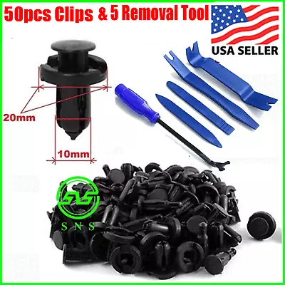 50pcs Bumper Clips 10mm Rivet Retainer Fastener For HONDA & 5 TRIM REMOVAL TOOLS • $7.59