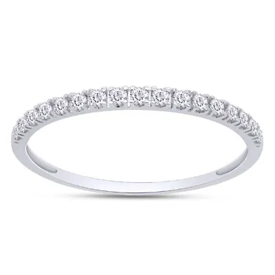 Half Eternity Micro Pave 0.15 Ct Natural Diamond 10K White Gold Wedding Ring • $179.99