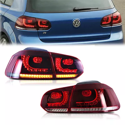 2x Red LED Tail Lights For 10-14 VW Golf 6 MK6 GTI W/ Sequential Turn Signal • $249.99