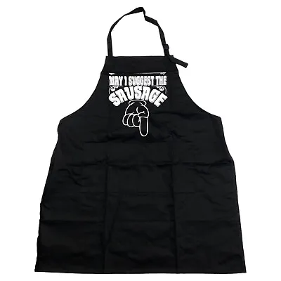 Mens Size OSFM Funny BBQ Apron 'May I Suggest The Sausage' Black • $3.99