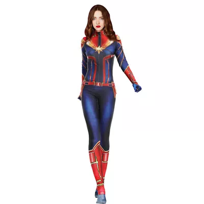 £16.07 • Buy Captain Marvel Women Captain Hero Suit Cosplay Bodysuit Jumpsuit Party Costume