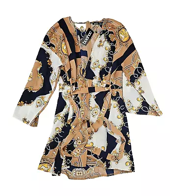 Boohoo Women's Dress Size 12 Floral Casual Middle Sleeve Loose Slit Midi Multi • £0.99