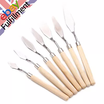 Wooden Stainless Spatula Palette Oil Painting Mixing Scraper Artist Craft Tools • £7.67