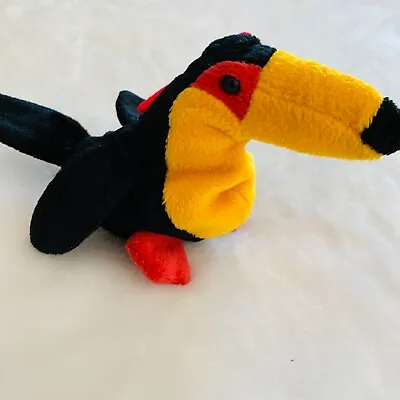 Parrot Bird Beanbag Plush Stuffed Toy Vintage 90s Imperial Black Orange And Red • $12.34