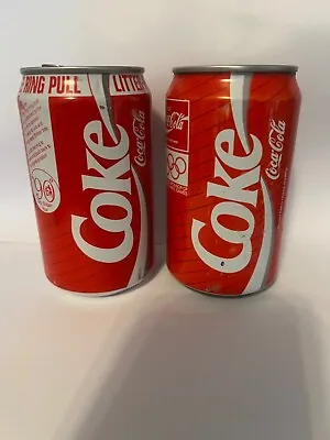 Vintage Coca Cola 1990 1991 88 Olympics 2x Empty Cans Pop Ring Pull 330ml  Rare  • £30