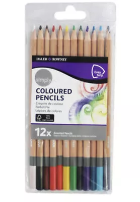Daler Rowney Coloured Pencils Set Of 12 Assorted Colours Easy Grip FSC Certified • £6.75
