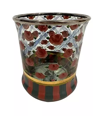 MACKENZIE CHILDS Hand Painted Circus Rose Arbor Old Fashion Tumbler Glass READ • $54.99