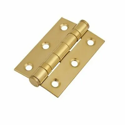  3  75mm Ball Bearing Hafele Polished Brass Door Hinge Internal Doors + Screws • £2.99