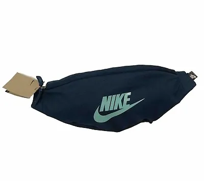 Nike Heritage 3L Waistpack Fanny Pack Blue Logo On Teal Adjustable Zip Pouch • $25.49