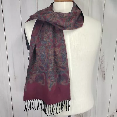 Vintage Descours Acrylic French Paisley Scarf Red Brown Orange Green Soft • $8