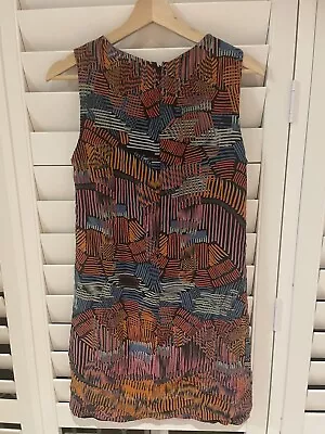 $15 • Buy Marcs Dress Womens 12 Pink Orange Black Shift 100% Silk Shift Mini Dress