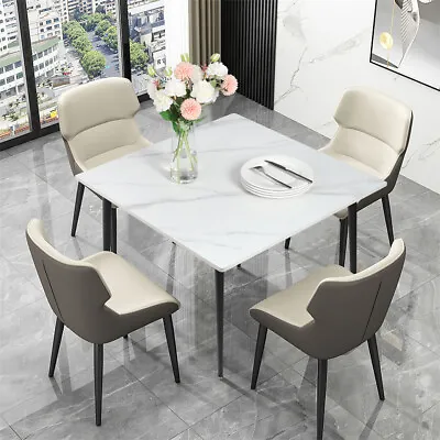 WISFOR Kitchen Dining Table Rectangular Natural Marble Table W Metal Frame 30  H • $159.92