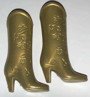 $16.99 • Buy VTG Barbie Doll GOLD Cowboy Western Fashion SCRIPT Design Boots HOLLYWOOD HAIR