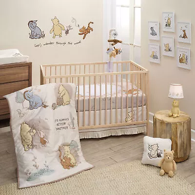 Lambs & Ivy Disney Baby Pooh Bear & Pals Cotton 3Piece Nursery Crib Bedding Set • $129.99