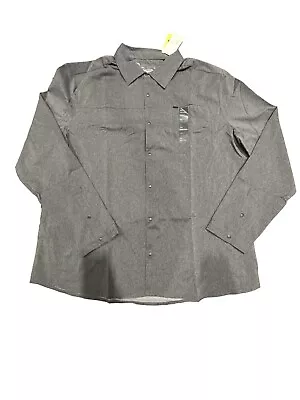 Men's Long Sleeve Button-Up T-Shirt - All In Motion Charcoal /Black XXL • $12.99