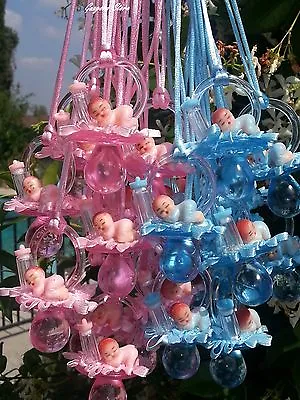 Pacifier Necklaces Small Plastic Baby Shower Game Favors Prizes Bottle PinkBlue • $7.88