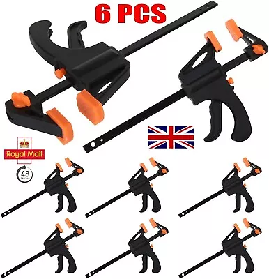 6x 103mm Jaws Ratchet Trigger/G/Speed Clamps Woodworking Carpentry DIY Home New • £7.98