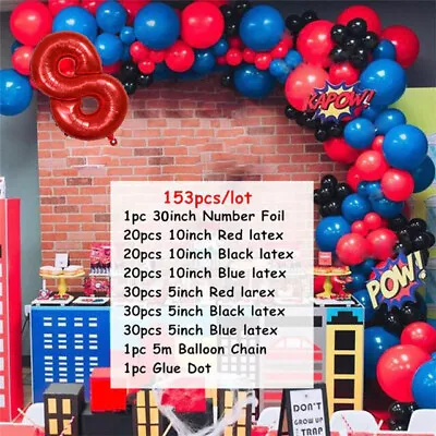 $19.99 • Buy Party Decorations Spiderman Latex 153pcs Arch + 30  Set Balloons For Childrens