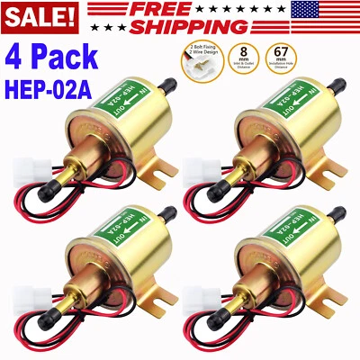 $29.99 • Buy 4 Packs 12V Electric Fuel Pump HEP-02A Universal Inline Low Pressure Gas Diesel