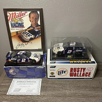 Rusty Wallace Lot Autographed Photo Diecast Cars Miller Lite #2 Signed Picture • $50