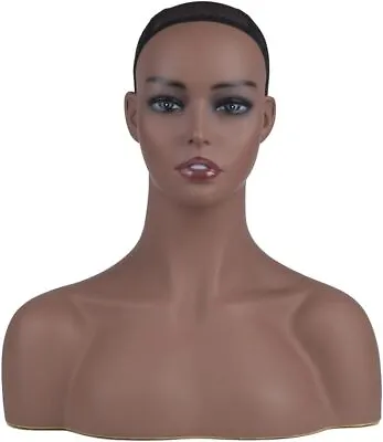 Mannequin Head With Shoulders For Display Wig Sunglasses Necklace Earrings Brown • $18.99