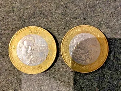 MEXICO 20 Pesos 2000 Octavio Paz Literature Nobel Prize 1999 Bi-metalic • $6.95