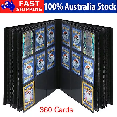 360 Card Pocket Binder | Elastic 9 Pocket Trading Cards Album Folder Black AU • $22.99