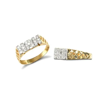 9ct Gold Hallmarked Stone Set Cubic Zirconia' Nan ' Ring With Lattice Sides • £150