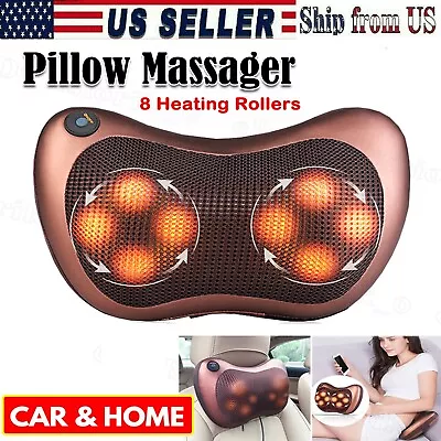 8 Heads Neck Massager Back Massager Body Massage Cushion Shiatsu Pillow Car/Home • $29.45