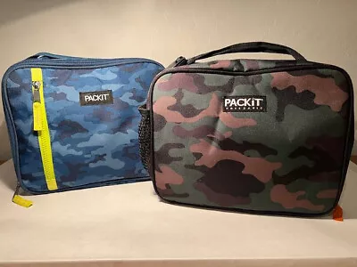 (2) PACKIT Freezable Classic Lunch Boxes  (1 Blue 1 Green - Camouflage) • $25.99