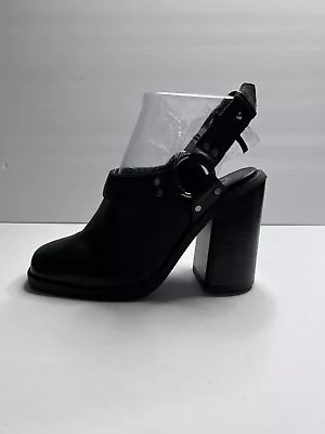 NEW Ecoté Sling Back Harness Slingback Pebble Leather Heels Shoes Size 7.5 Black • $37.49