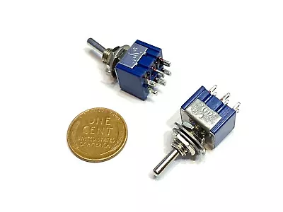 2 X Toggle Switches 3 Position Mini MTS-203 6-Pin DPDT ON-OFF-ON 6A Latching B24 • $8.49