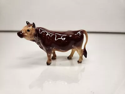 Hagen Renaker Miniature Mini Ceramic Brown Jersey Bull Cow Figure Figurine • $31