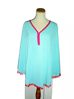 Ihot Turquoise Blue Kaftan Cover Up Top L New • $9.99
